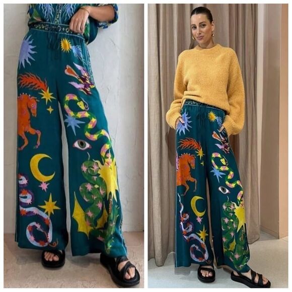 Trendsetter abstract print wide leg pants sz XXL - Picture 1 of 10